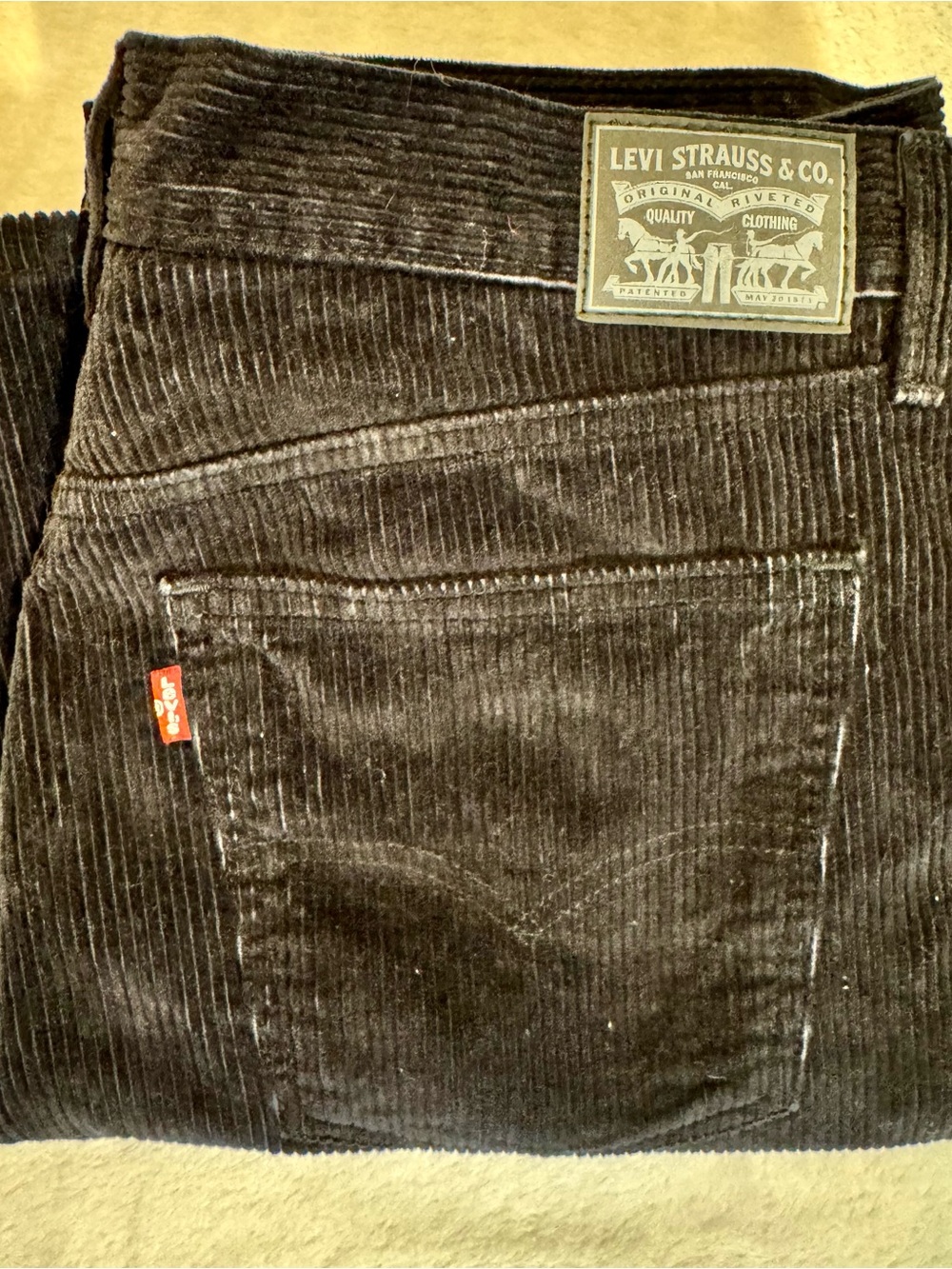Levi's Black Corduroy Straight-Leg Pants with Red Tab